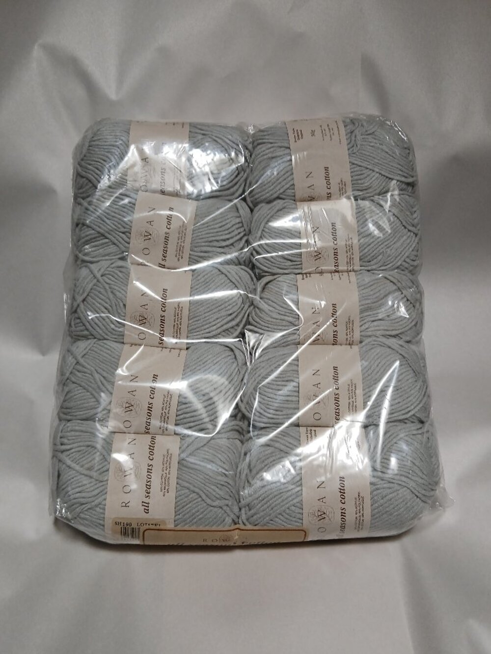 ROWAN All Seasons Cotton Yarn - Aran - 10 x 50g Balls - Lt Gray - RARE/HTF/NOS